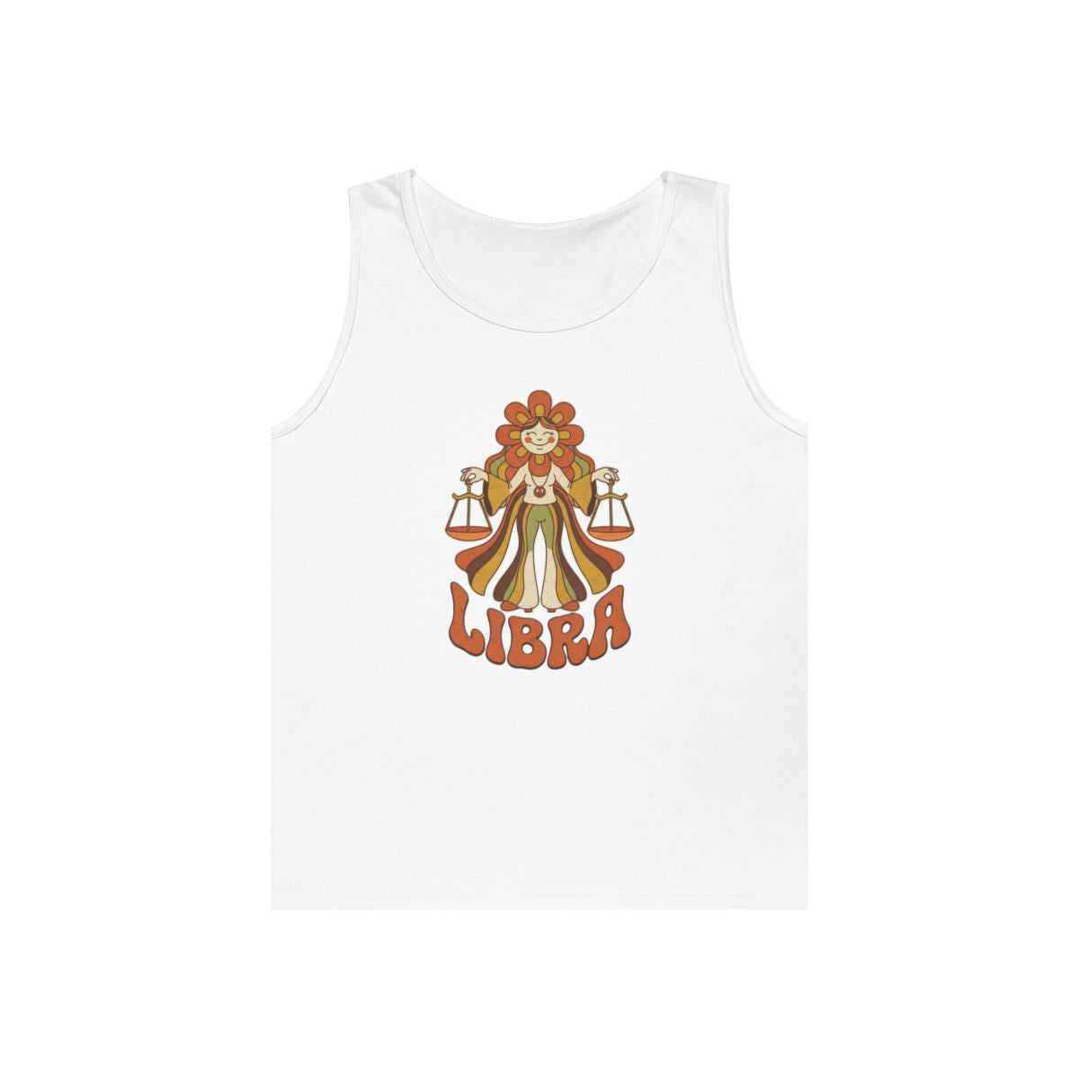Color: White | Retro Mascot Groovy Libra Tank Top