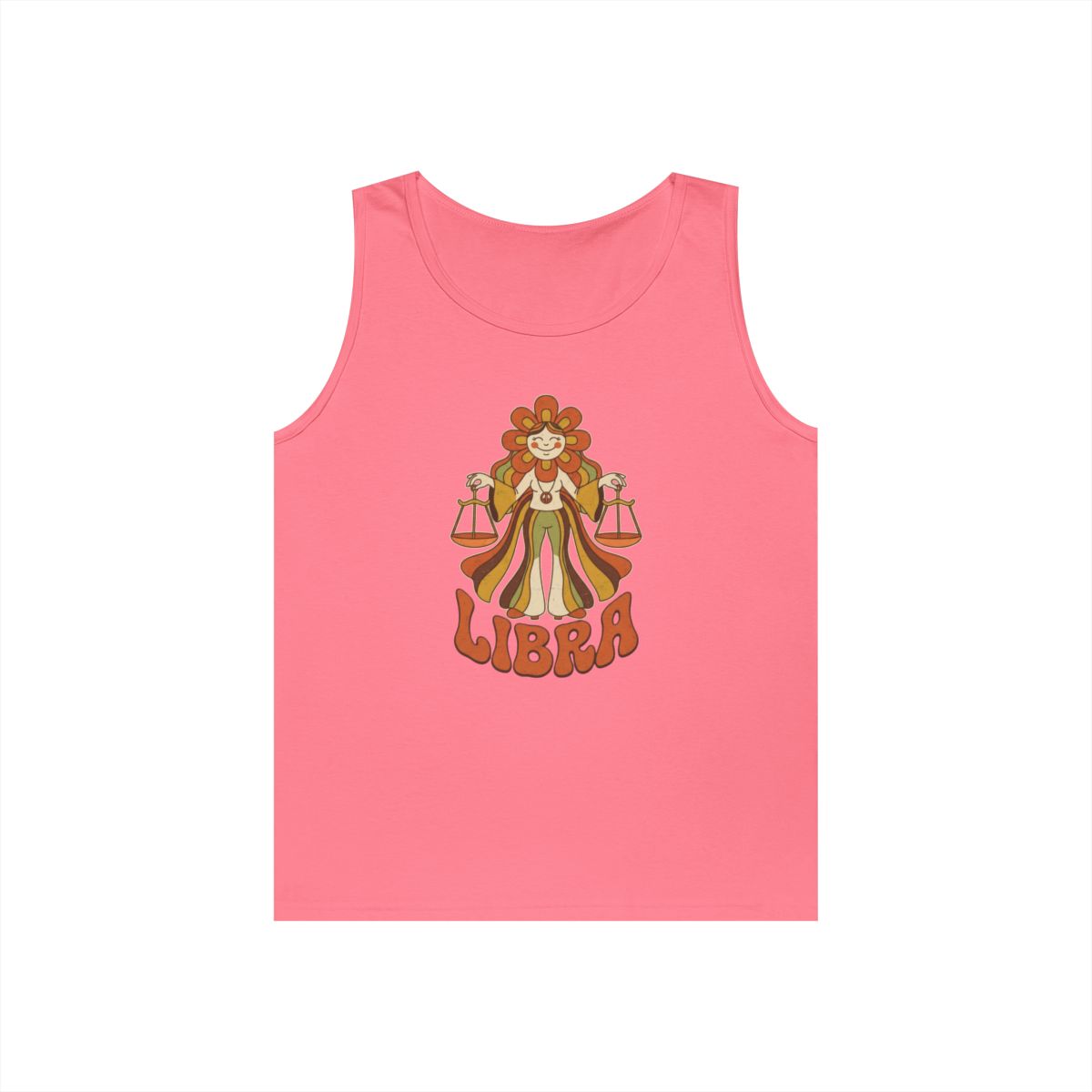 Color: Safety Pink | Retro Mascot Groovy Libra Tank Top