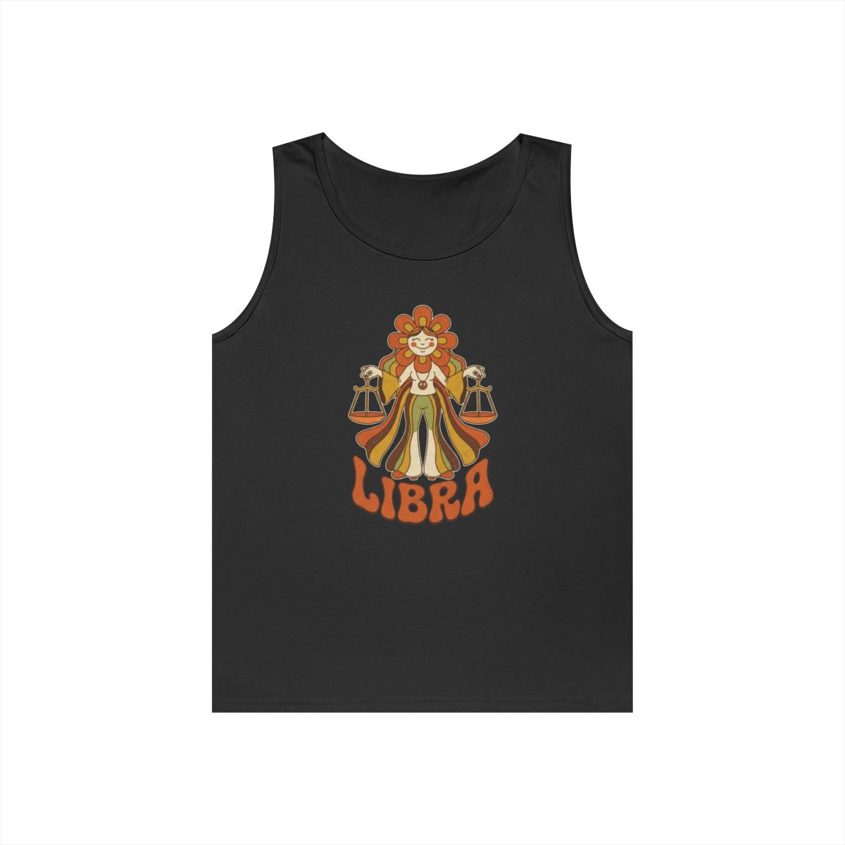 Color: Black | Retro Mascot Groovy Libra Tank Top