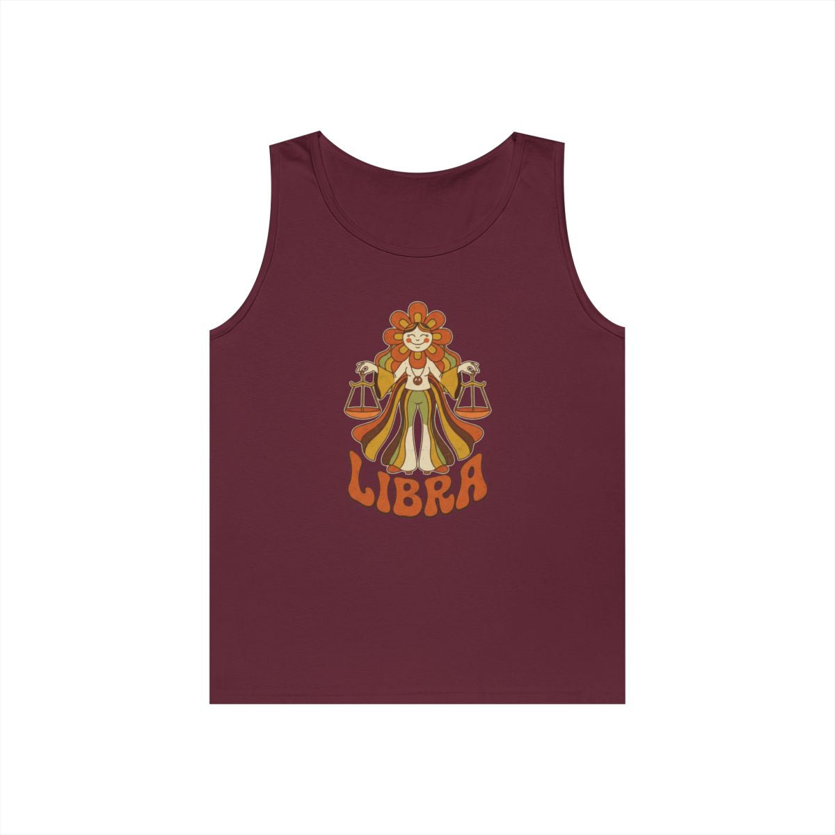 Color: Maroon | Retro Mascot Groovy Libra Tank Top