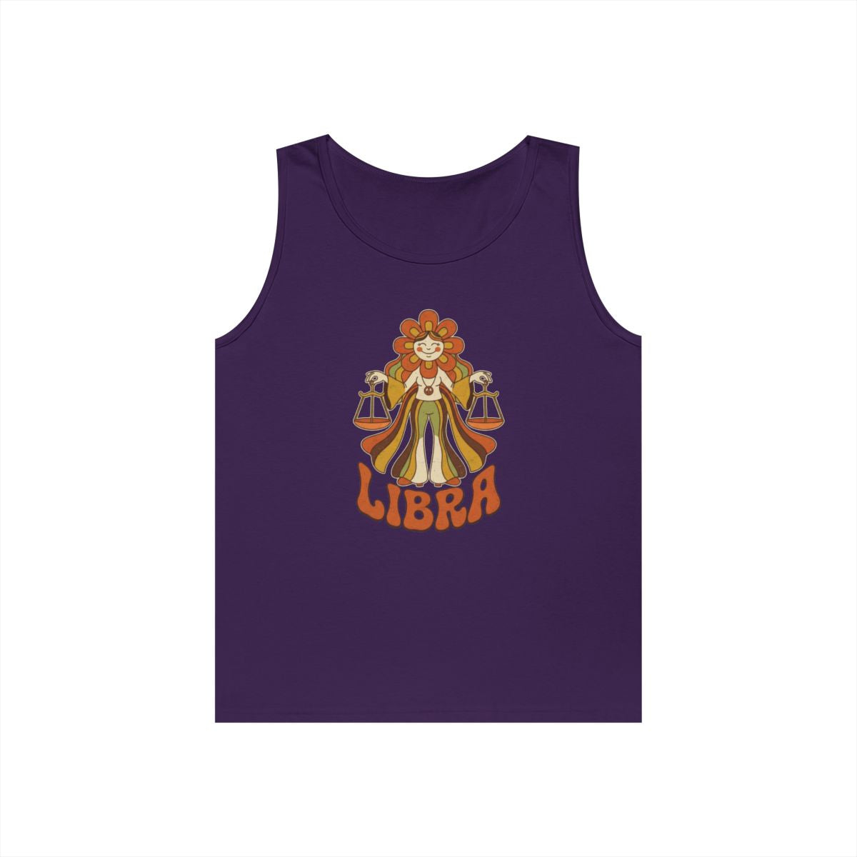 Color: Purple | Retro Mascot Groovy Libra Tank Top