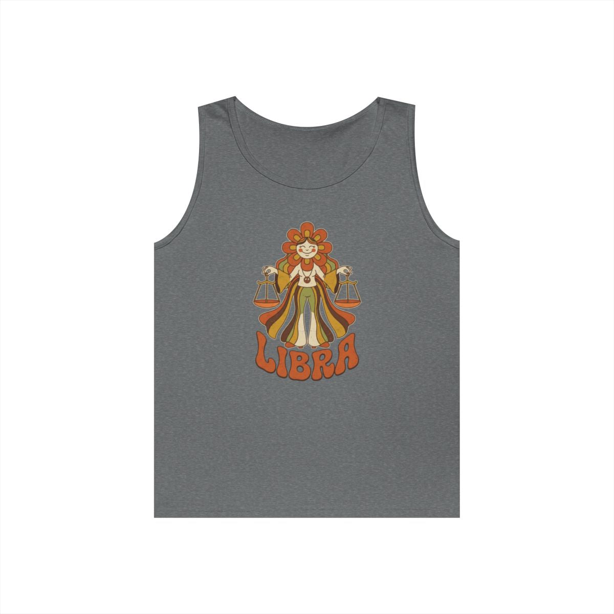 Color: Graphite Heather | Retro Mascot Groovy Libra Tank Top
