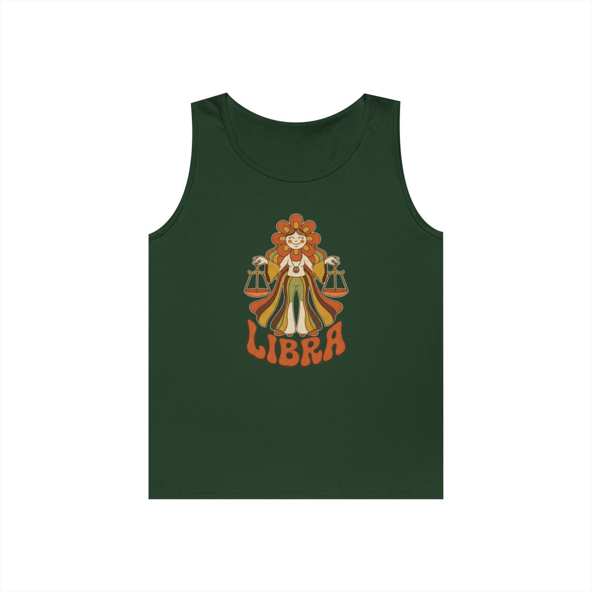 Color: Forest Green | Retro Mascot Groovy Libra Tank Top