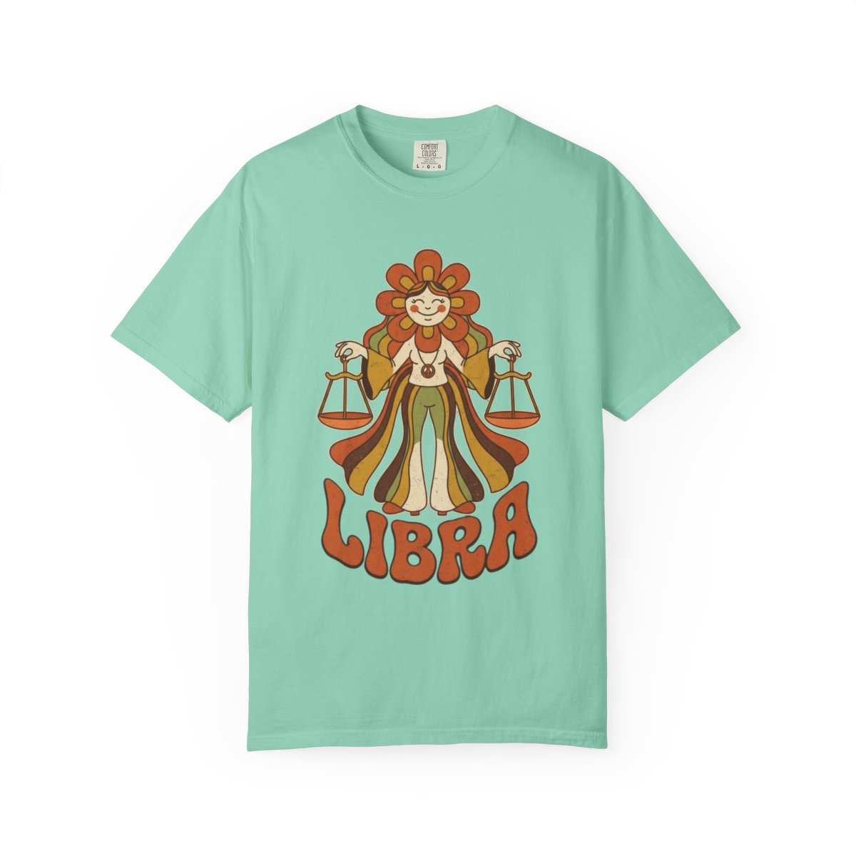 Color: Island Reef | Retro Mascot Groovy Libra Unisex Garment-Dyed Tee