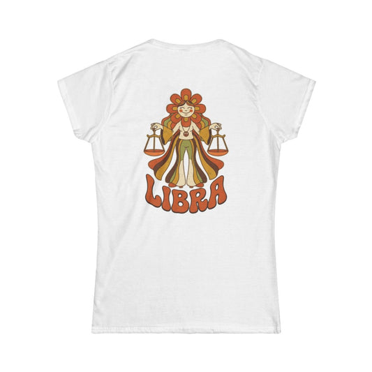 Color: White | Retro Mascot Groovy Libra Women's Tee
