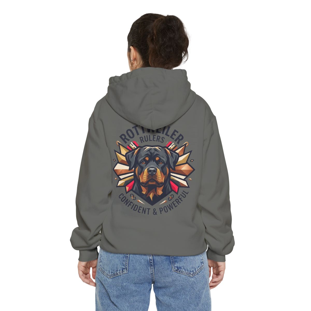 Color: Grey | Rottweiler Rulers Confident Powerful Garment-Dyed Hoodie