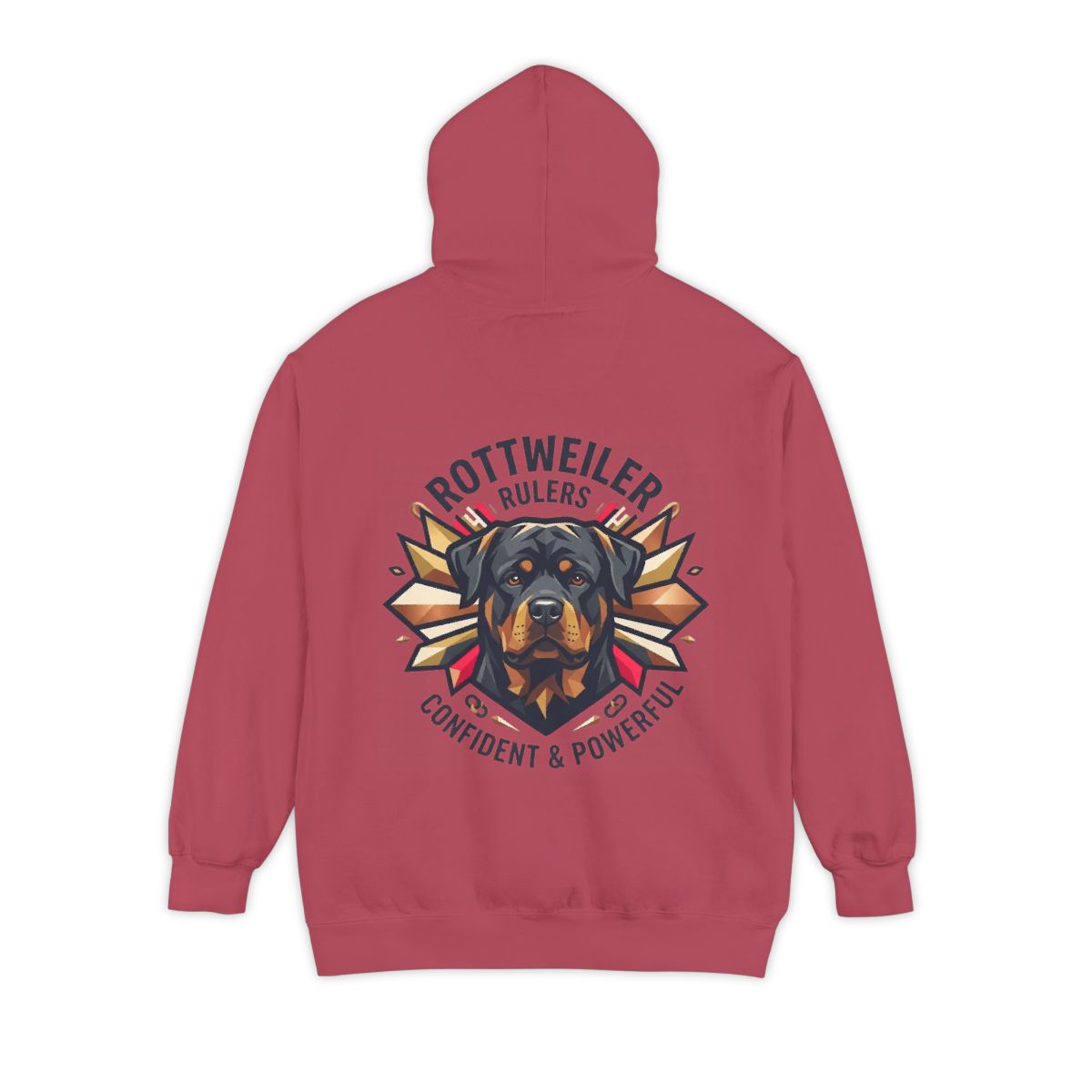 Color: Crimson | Rottweiler Rulers Confident Powerful Garment-Dyed Hoodie