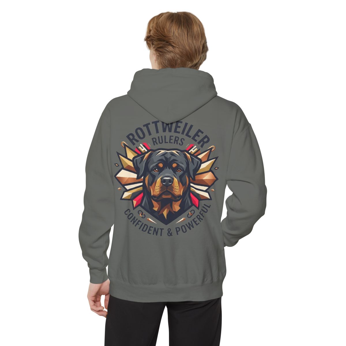 Color: Grey | Rottweiler Rulers Confident Powerful Garment-Dyed Hoodie