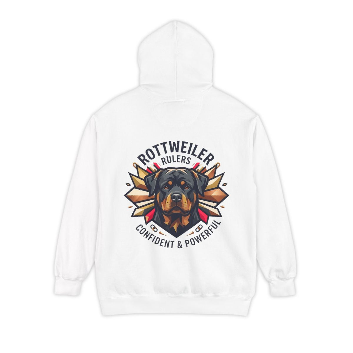 Color: White | Rottweiler Rulers Confident Powerful Garment-Dyed Hoodie