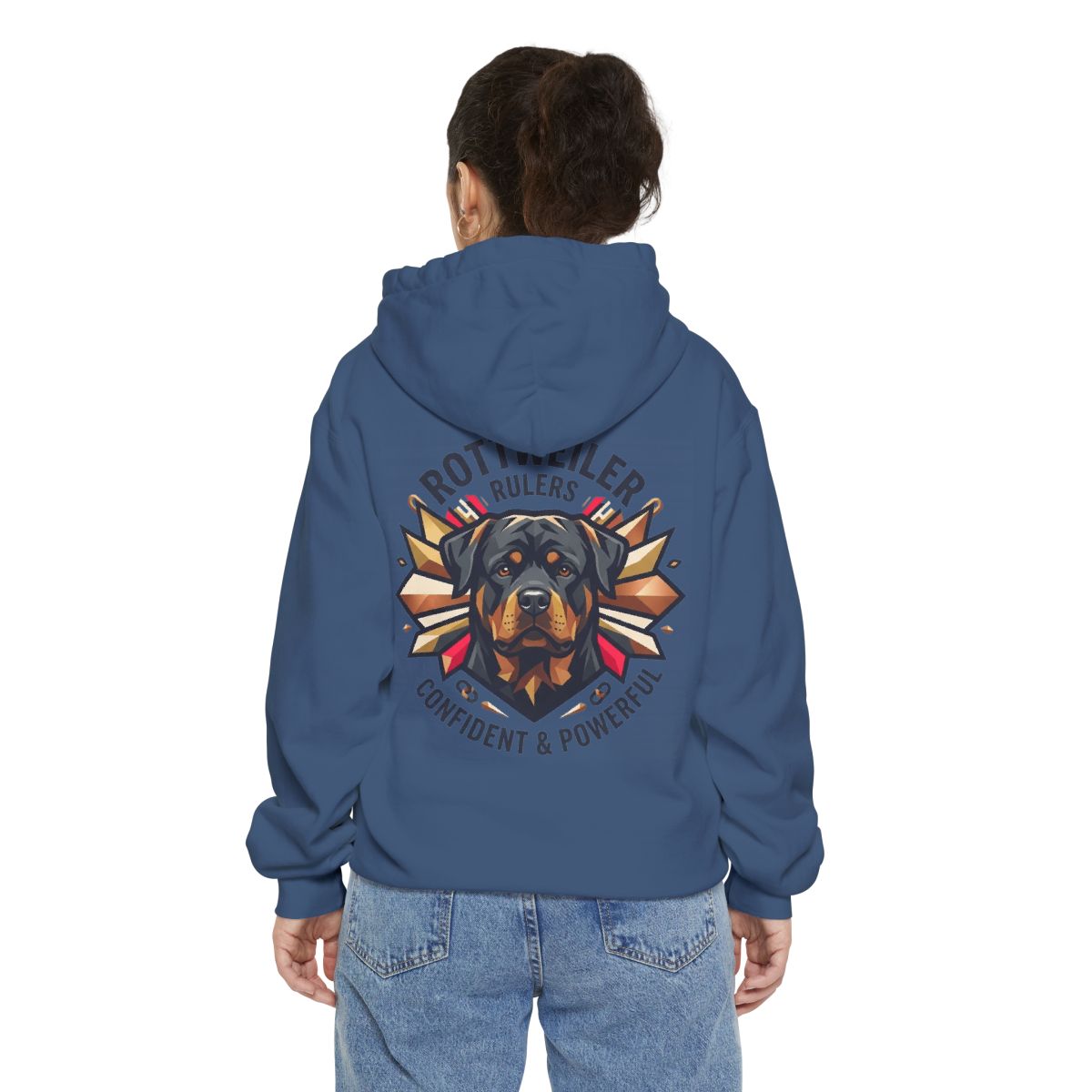 Color: True Navy | Rottweiler Rulers Confident Powerful Garment-Dyed Hoodie