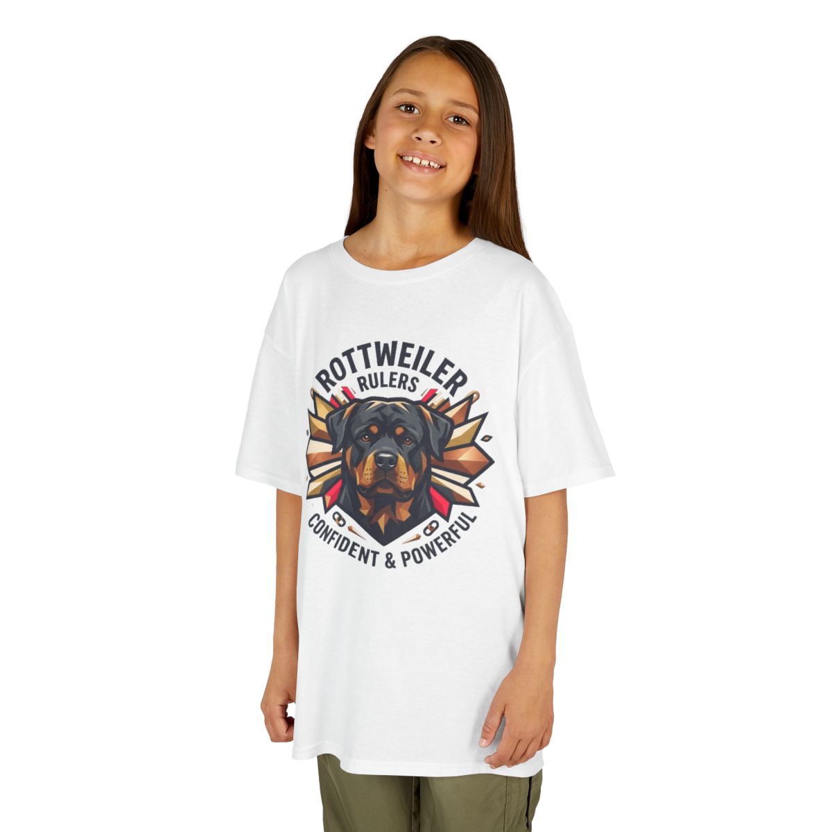 Color: White | Rottweiler Rulers Confident Powerful Kids Tee