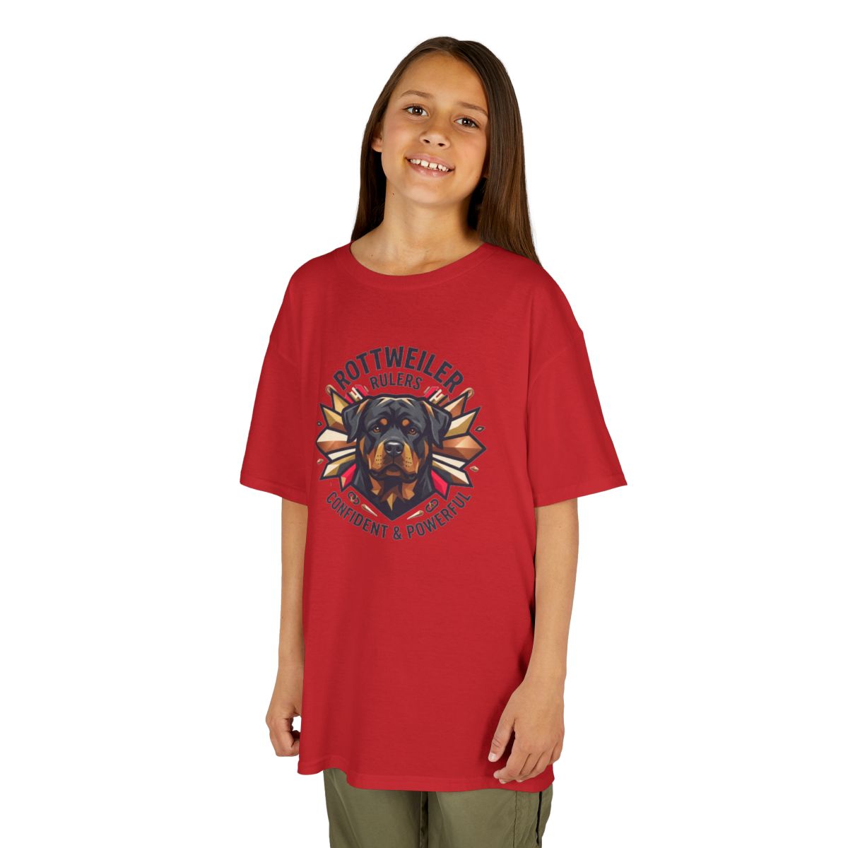 Color: Red | Rottweiler Rulers Confident Powerful Kids Tee