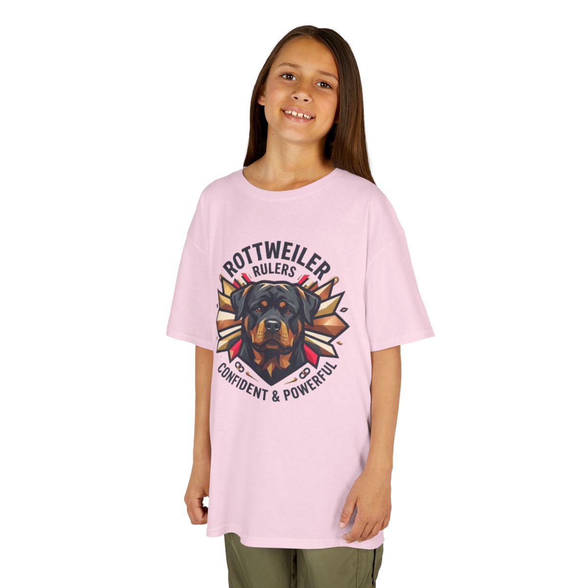 Color: Light Pink | Rottweiler Rulers Confident Powerful Kids Tee