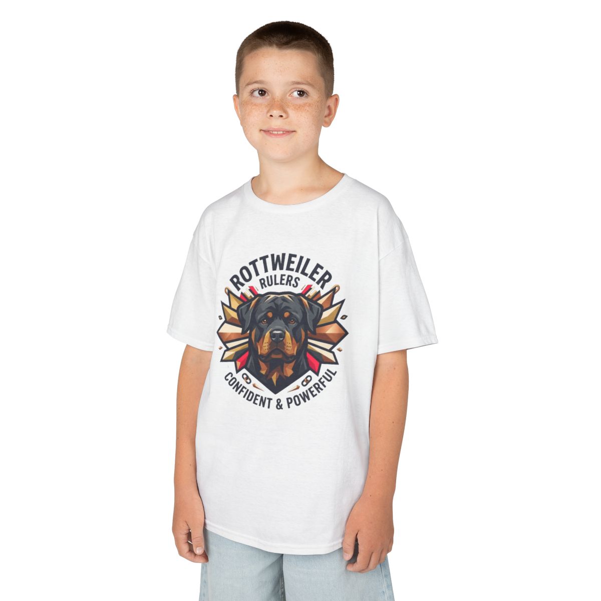 Color: White | Rottweiler Rulers Confident Powerful Kids Tee