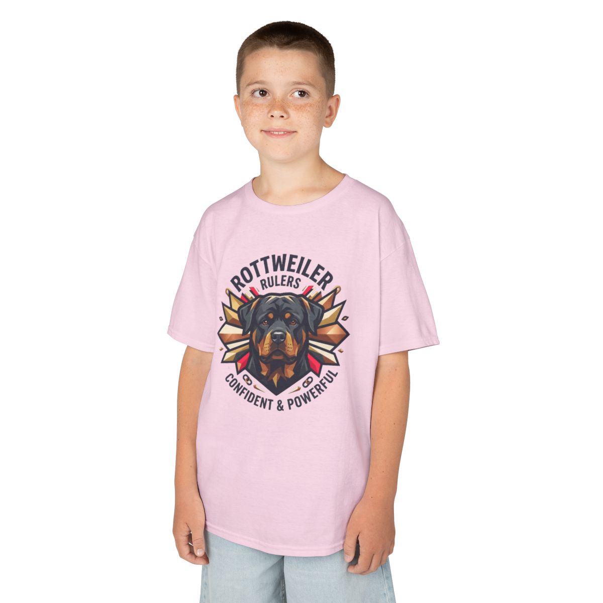 Color: Light Pink | Rottweiler Rulers Confident Powerful Kids Tee