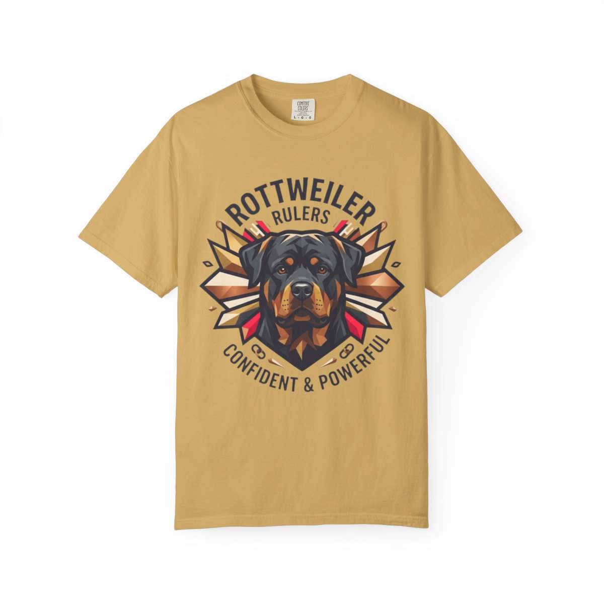 Color: Mustard | Rottweiler Rulers Confident Powerful Unisex Garment-Dyed Tee