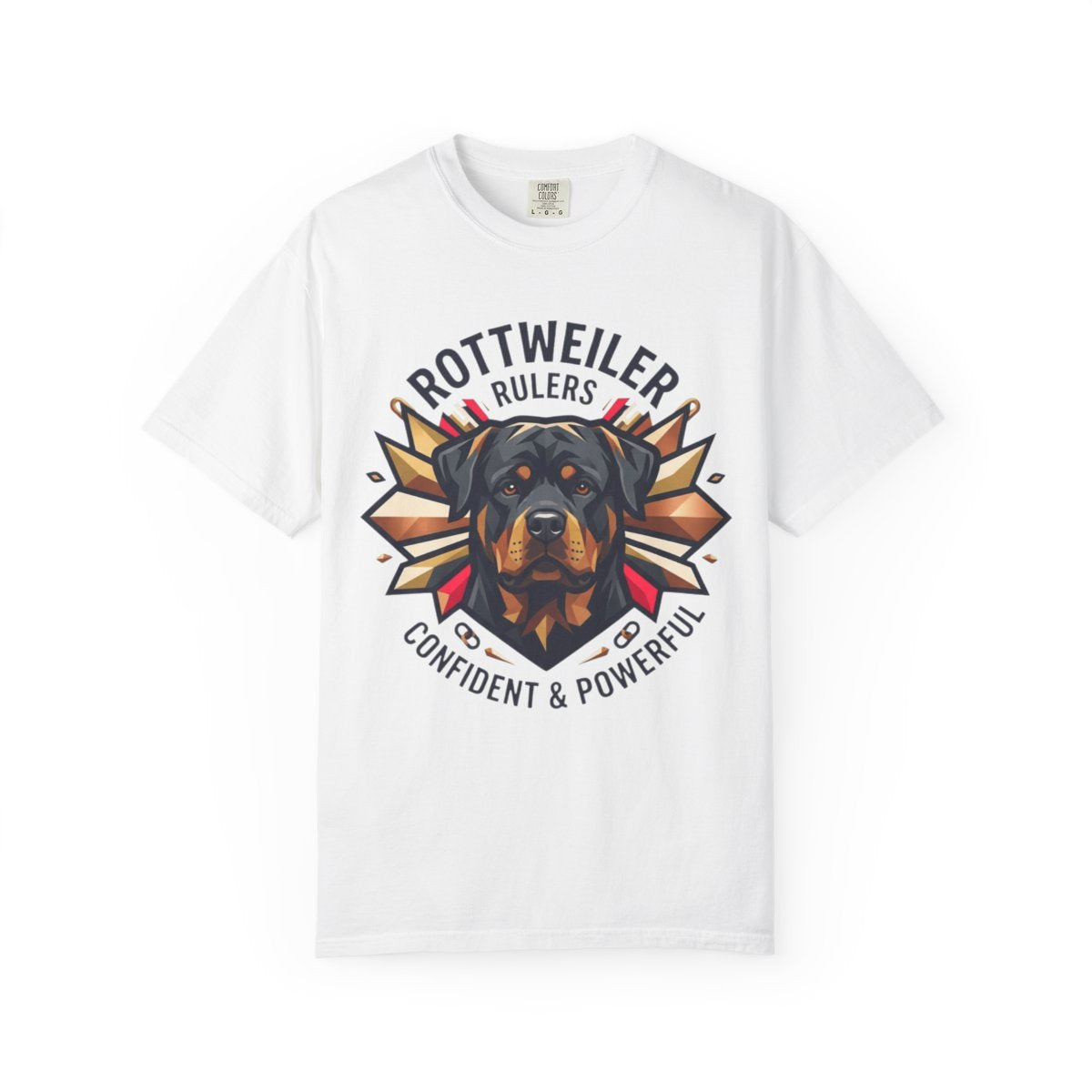 Color: White | Rottweiler Rulers Confident Powerful Unisex Garment-Dyed Tee