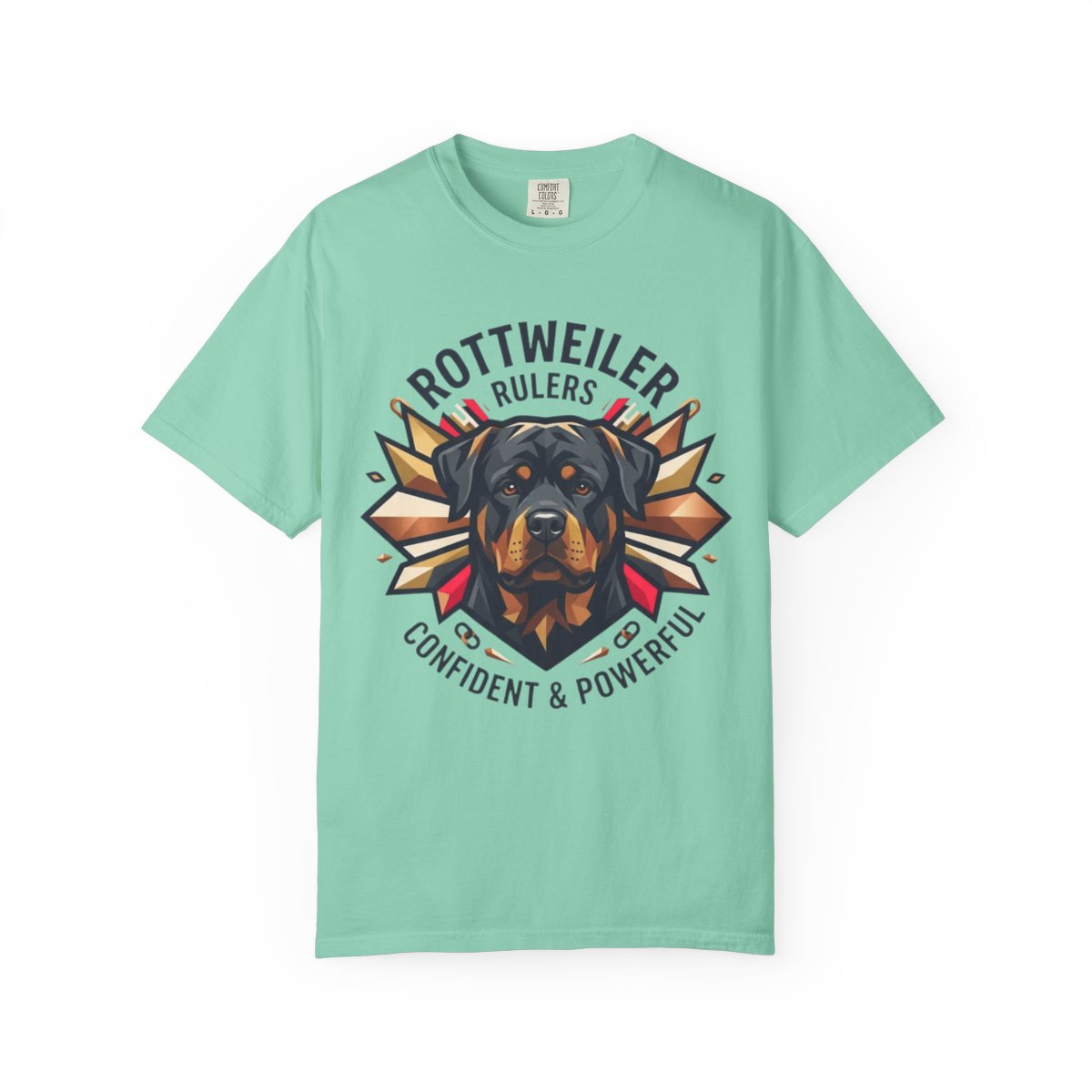 Color: Island Reef | Rottweiler Rulers Confident Powerful Unisex Garment-Dyed Tee