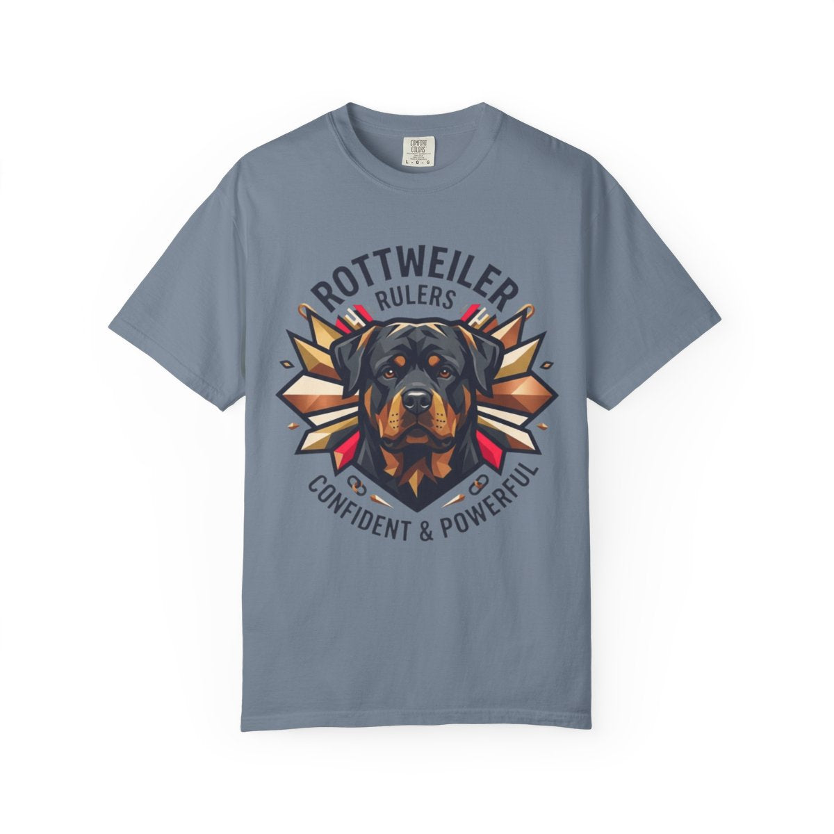 Color: Blue Jean | Rottweiler Rulers Confident Powerful Unisex Garment-Dyed Tee