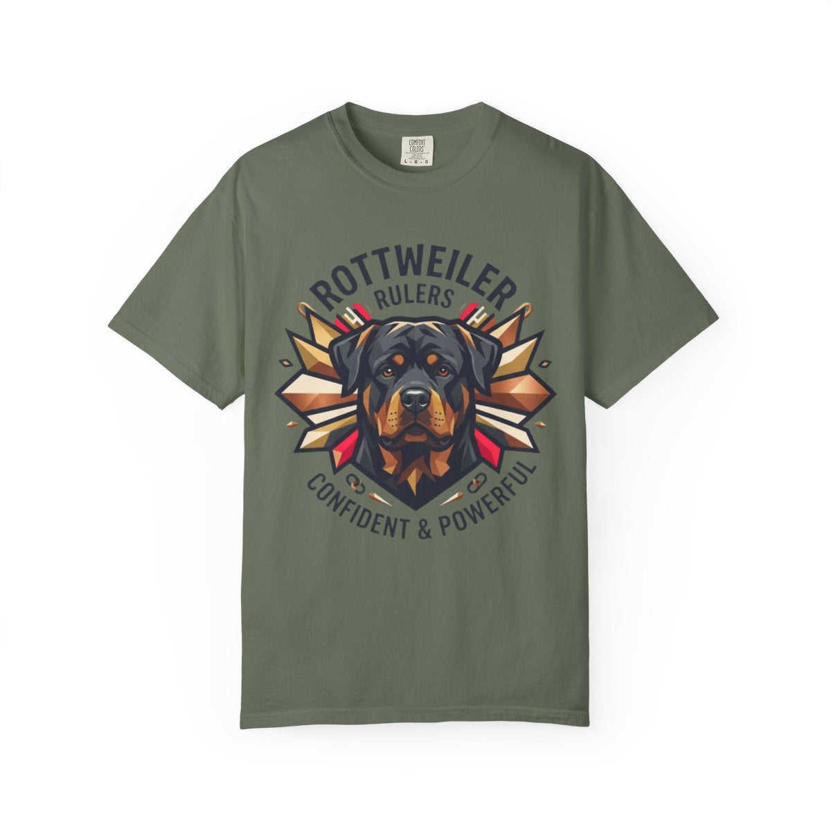 Color: Moss | Rottweiler Rulers Confident Powerful Unisex Garment-Dyed Tee