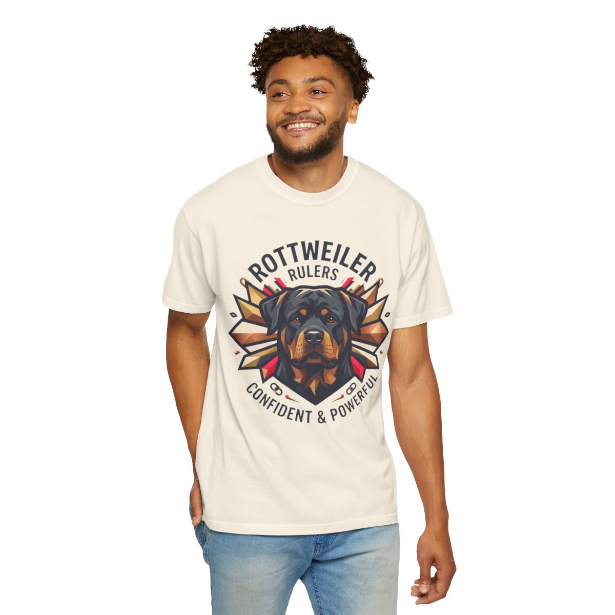 Color: Ivory | Rottweiler Rulers Confident Powerful Unisex Garment-Dyed Tee