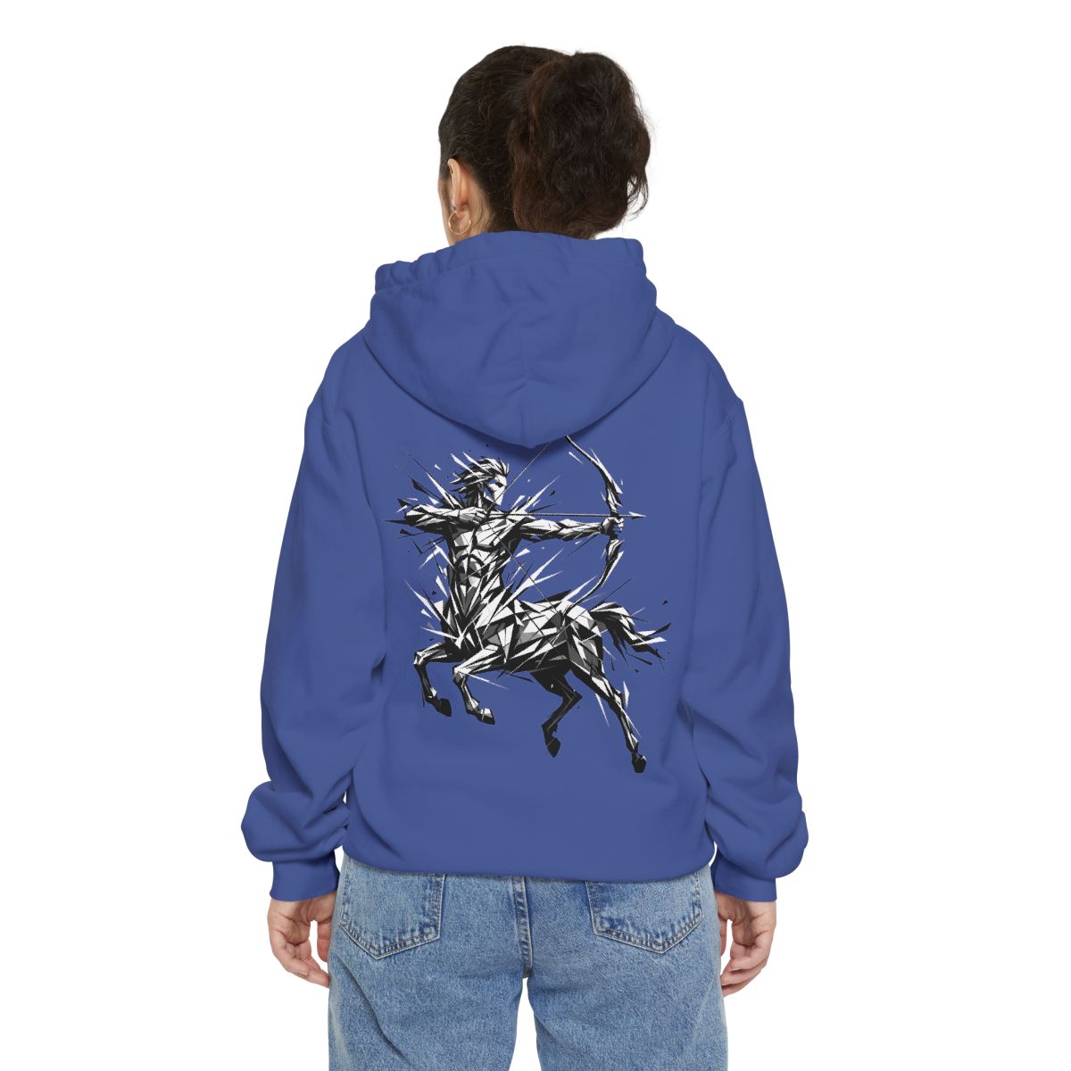 Color: Flo Blue | Sagittarius The Archer Centaur Garment-Dyed Hoodie