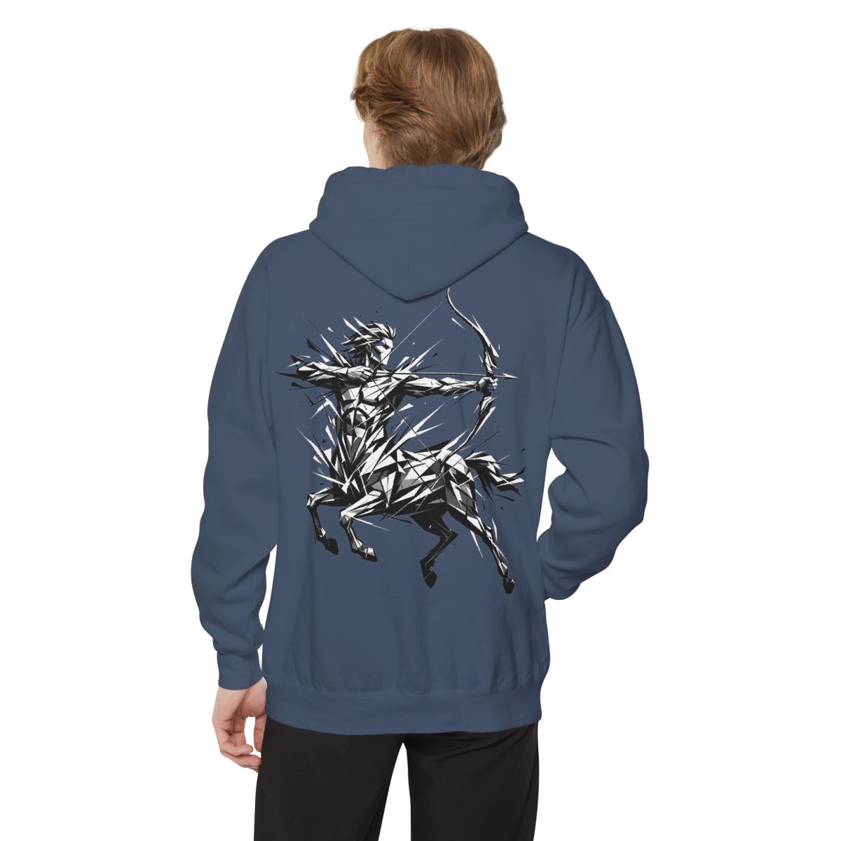 Color: Denim | Sagittarius The Archer Centaur Garment-Dyed Hoodie