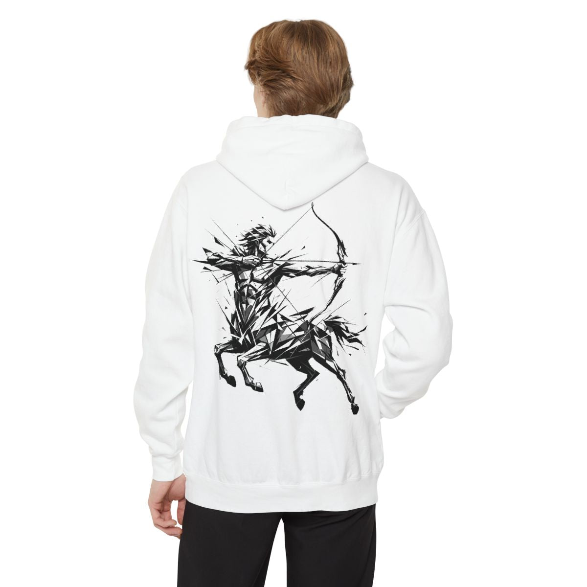 Color: White | Sagittarius The Archer Centaur Garment-Dyed Hoodie