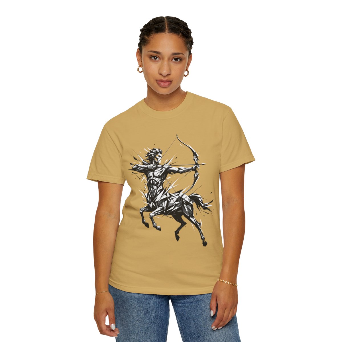 Color: Mustard | Sagittarius The Archer Centaur Unisex Garment-Dyed Tee