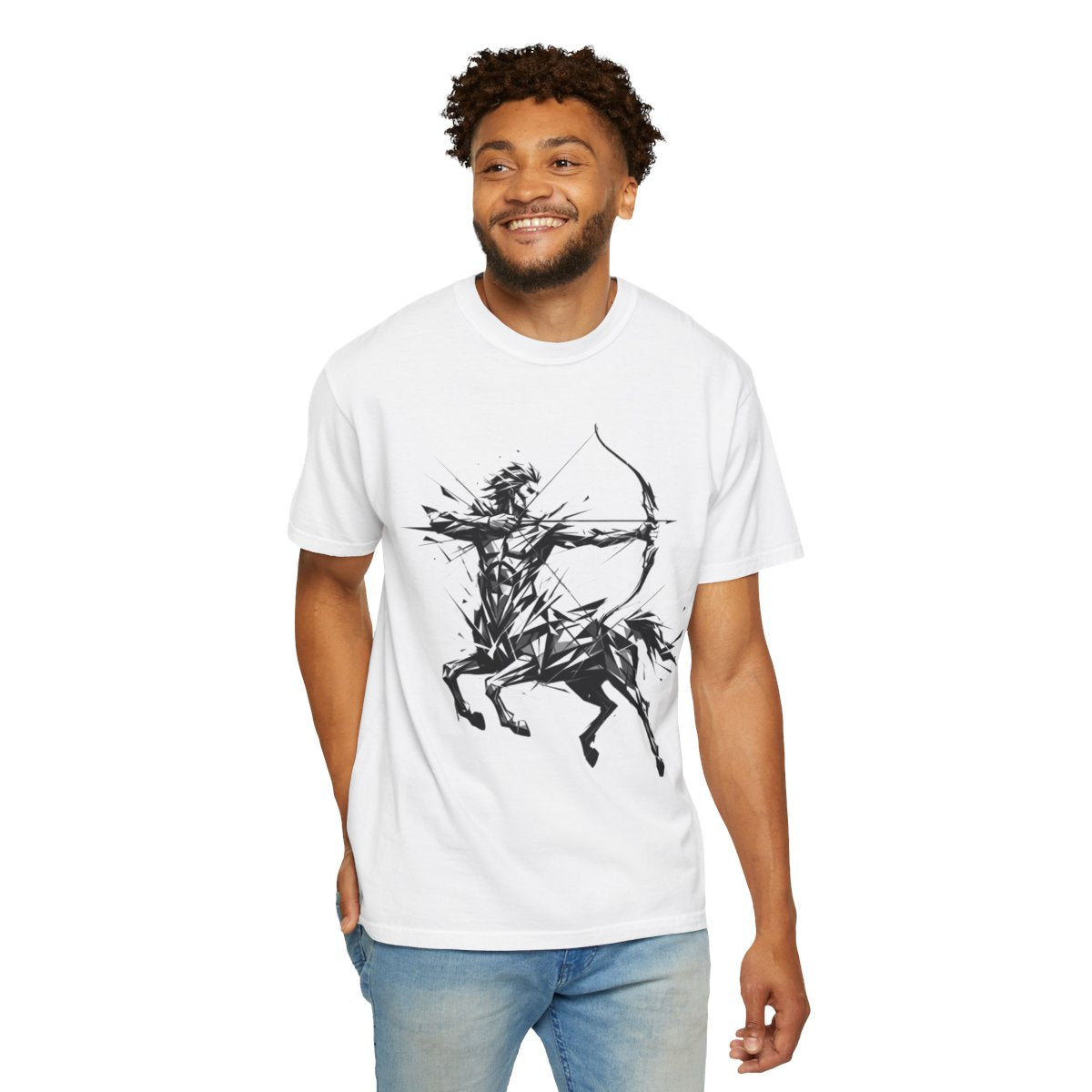 Color: White | Sagittarius The Archer Centaur Unisex Garment-Dyed Tee