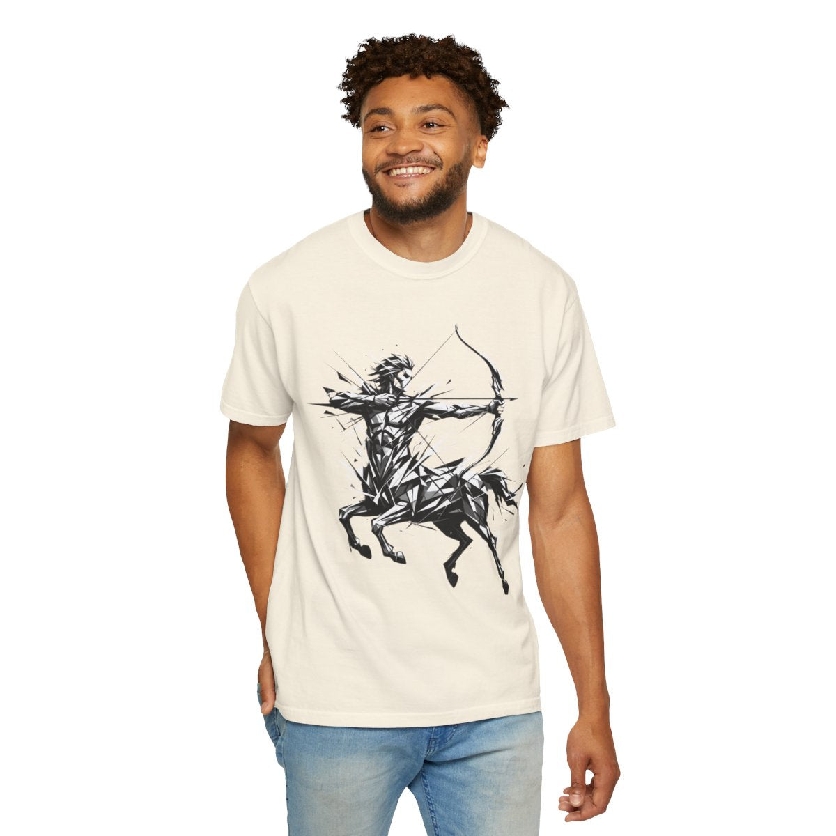 Color: Ivory | Sagittarius The Archer Centaur Unisex Garment-Dyed Tee