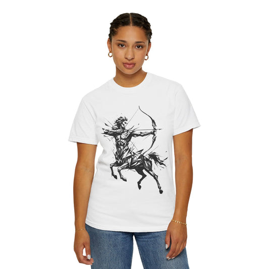 Color: White | Sagittarius The Archer Centaur Unisex Garment-Dyed Tee