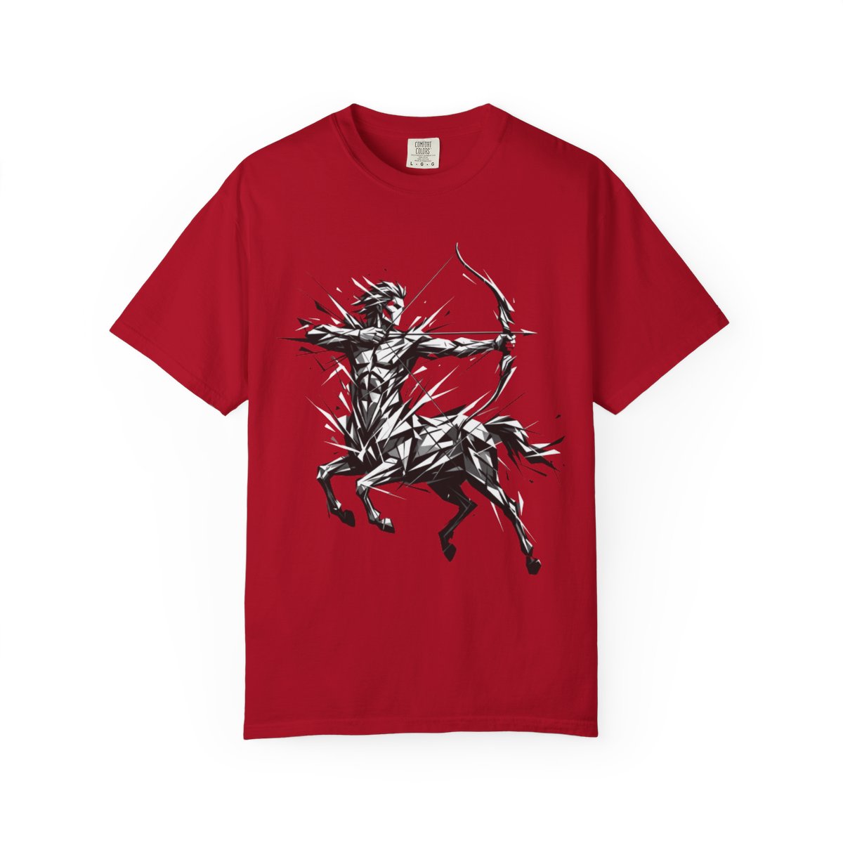 Color: Red | Sagittarius The Archer Centaur Unisex Garment-Dyed Tee