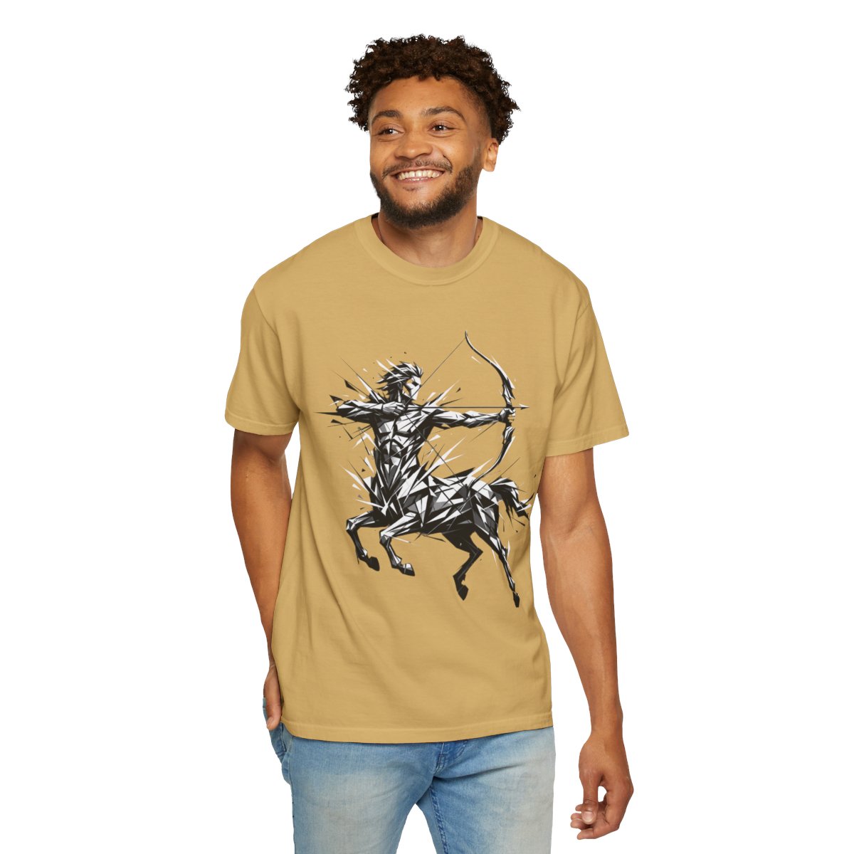 Color: Mustard | Sagittarius The Archer Centaur Unisex Garment-Dyed Tee