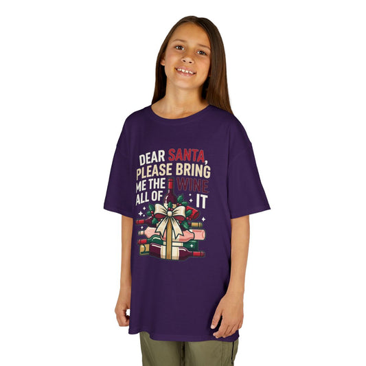 Color: Purple | Santa Bring Me Wine Kids Tee
