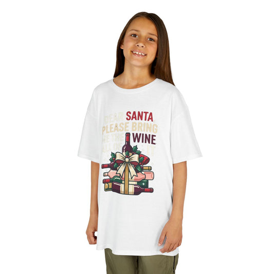 Color: White | Santa Bring Me Wine Kids Tee