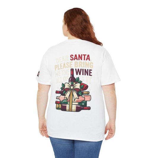 Color: White | Santa Bring Me Wine Premium Graphic Tee