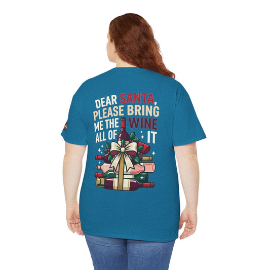 Color: Antique Sapphire | Santa Bring Me Wine Premium Graphic Tee