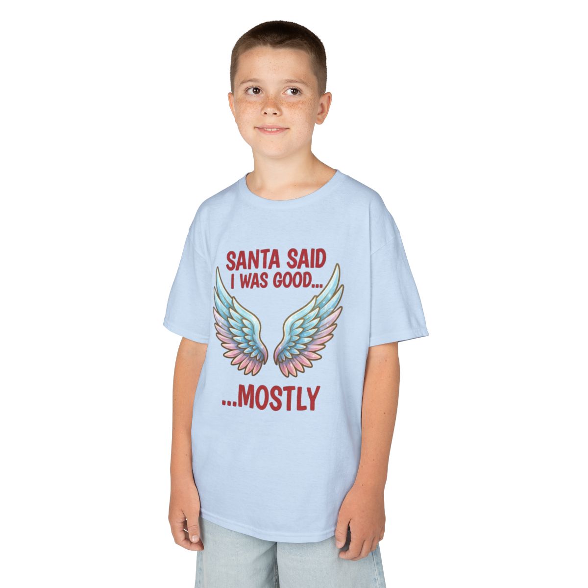 Color: Light Blue | Santa Said I Was Good Kids Tee