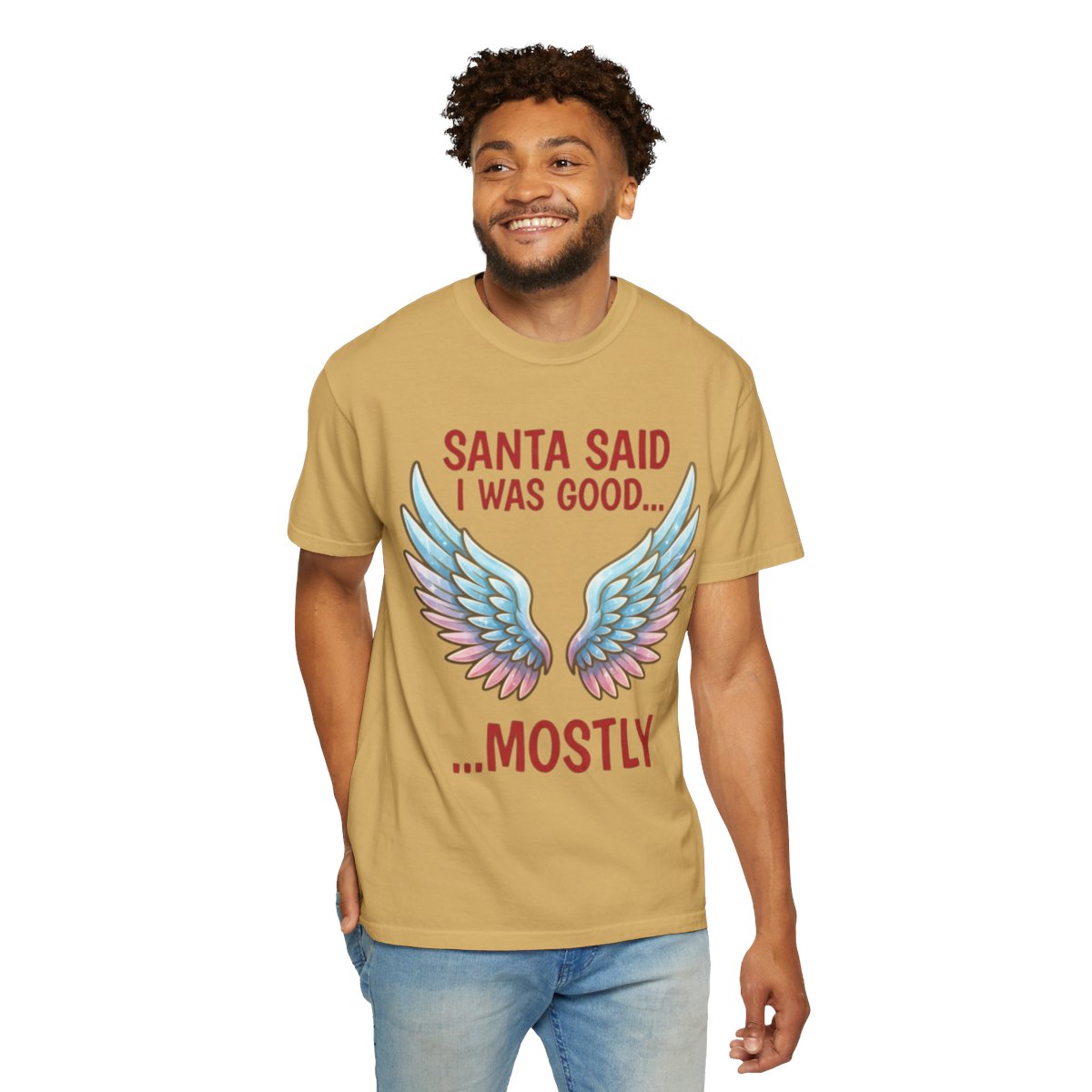 Color: Mustard | Santa Said I Was Good Unisex Garment-Dyed Tee