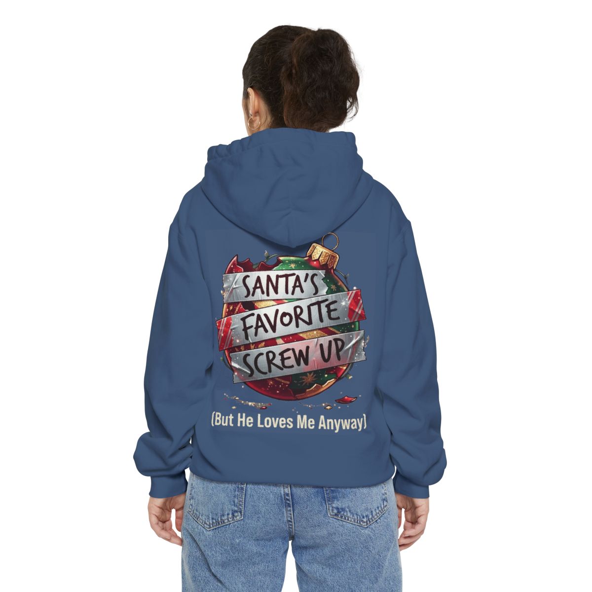 Color: True Navy | Santa's Favorite Screw Up Garment-Dyed Hoodie