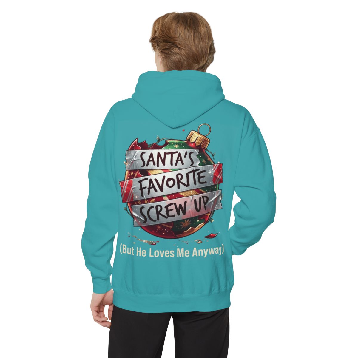 Color: Seafoam | Santa's Favorite Screw Up Garment-Dyed Hoodie