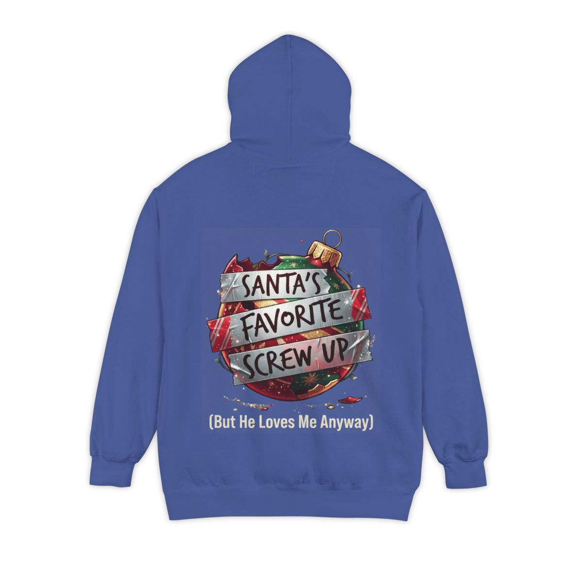 Color: Flo Blue | Santa's Favorite Screw Up Garment-Dyed Hoodie