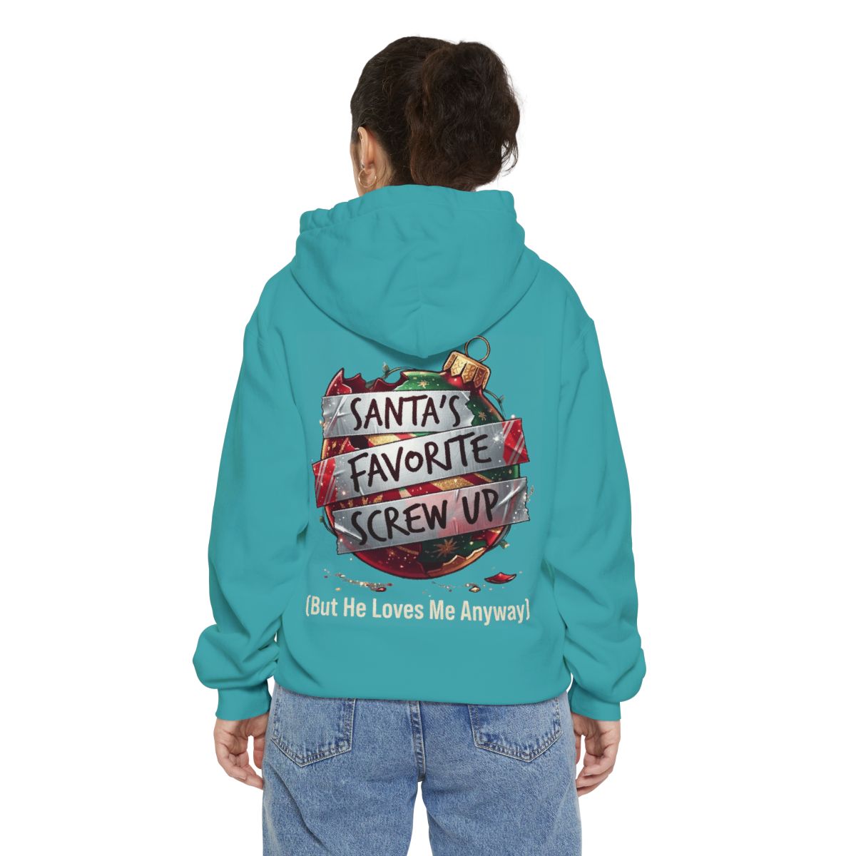 Color: Seafoam | Santa's Favorite Screw Up Garment-Dyed Hoodie