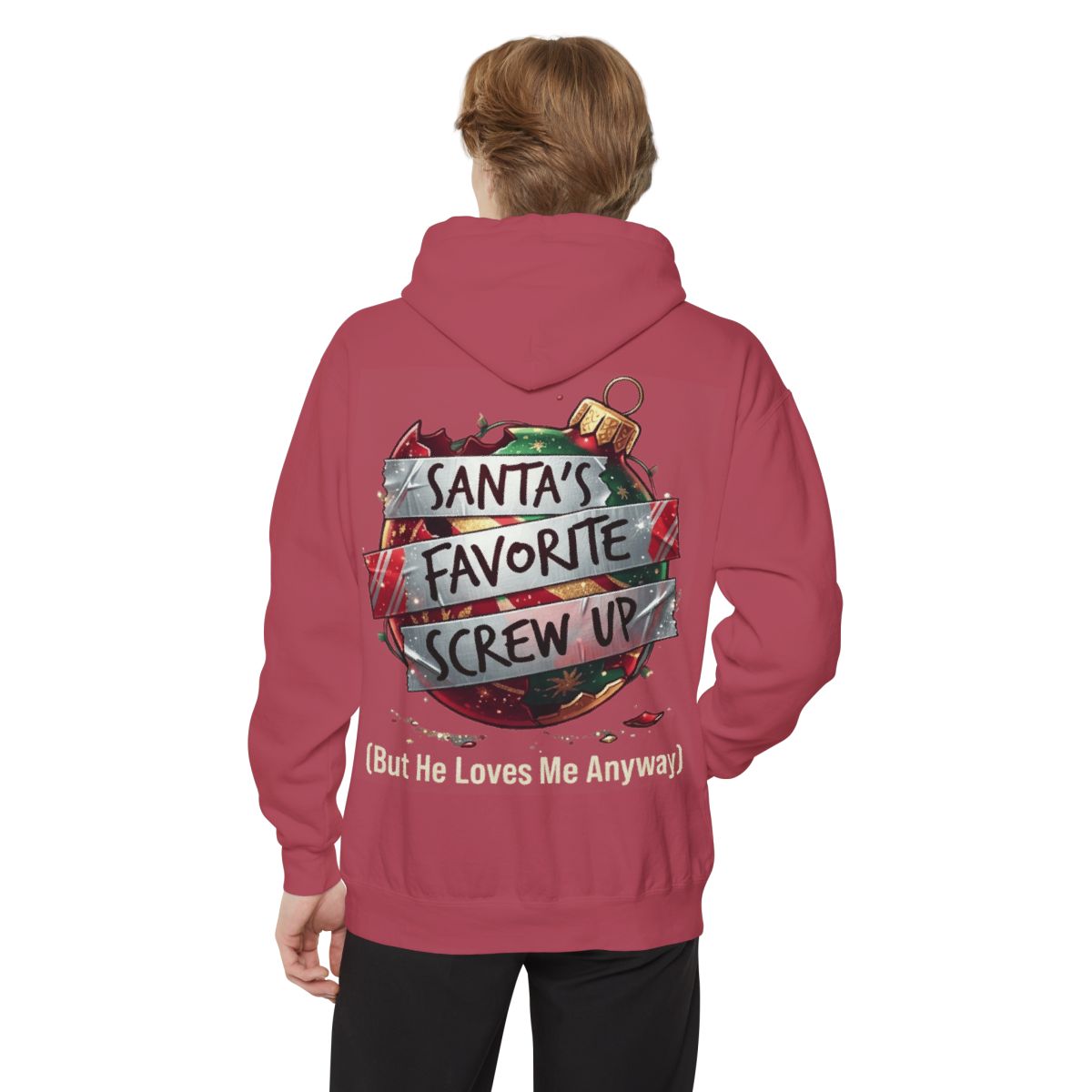 Color: Crimson | Santa's Favorite Screw Up Garment-Dyed Hoodie