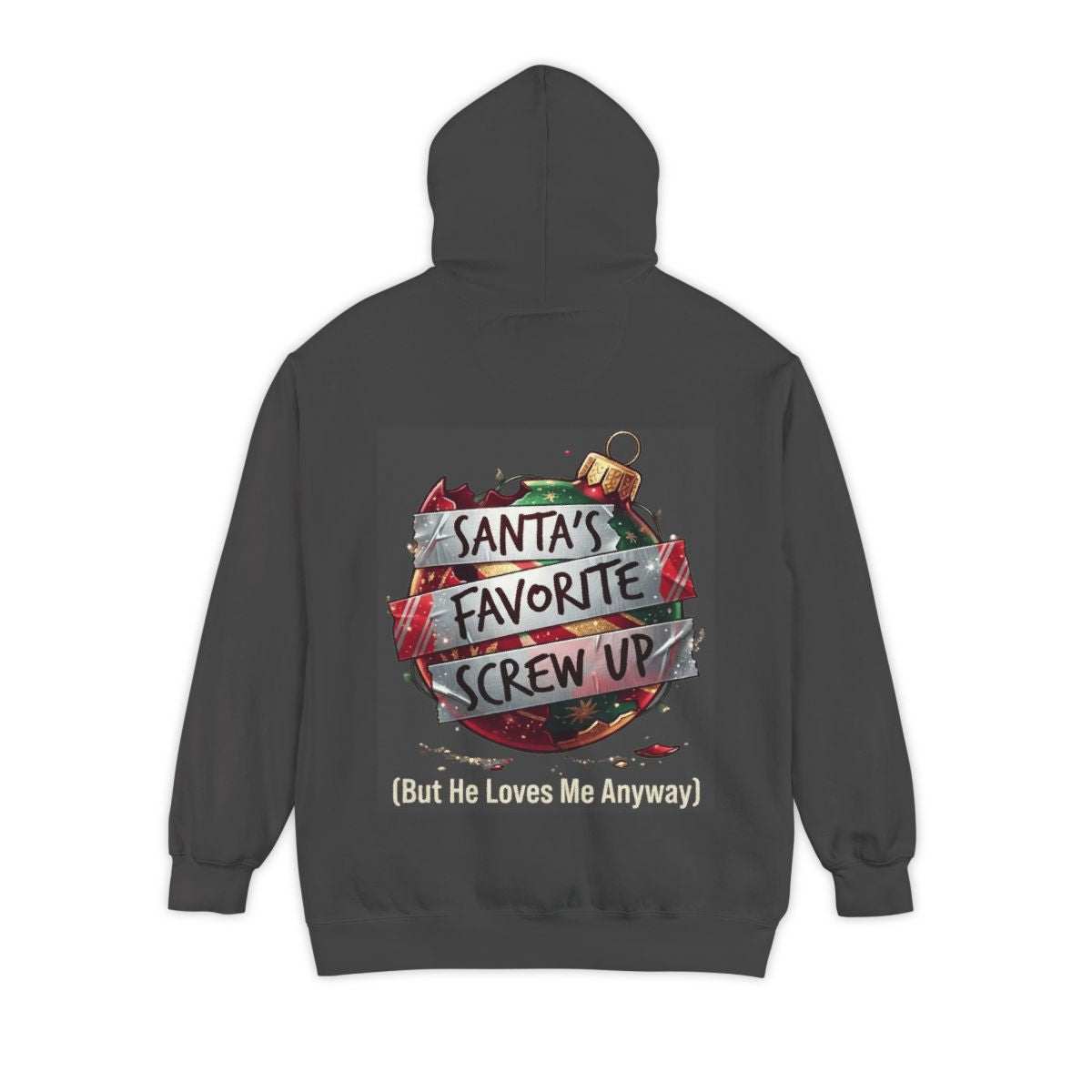 Color: Pepper | Santa's Favorite Screw Up Garment-Dyed Hoodie