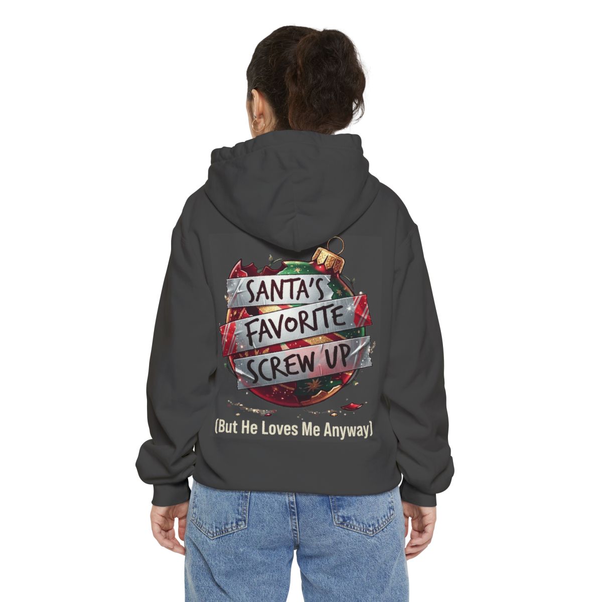 Color: Pepper | Santa's Favorite Screw Up Garment-Dyed Hoodie