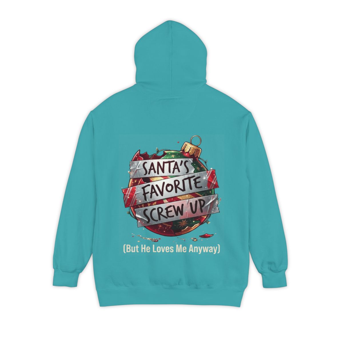 Color: Seafoam | Santa's Favorite Screw Up Garment-Dyed Hoodie