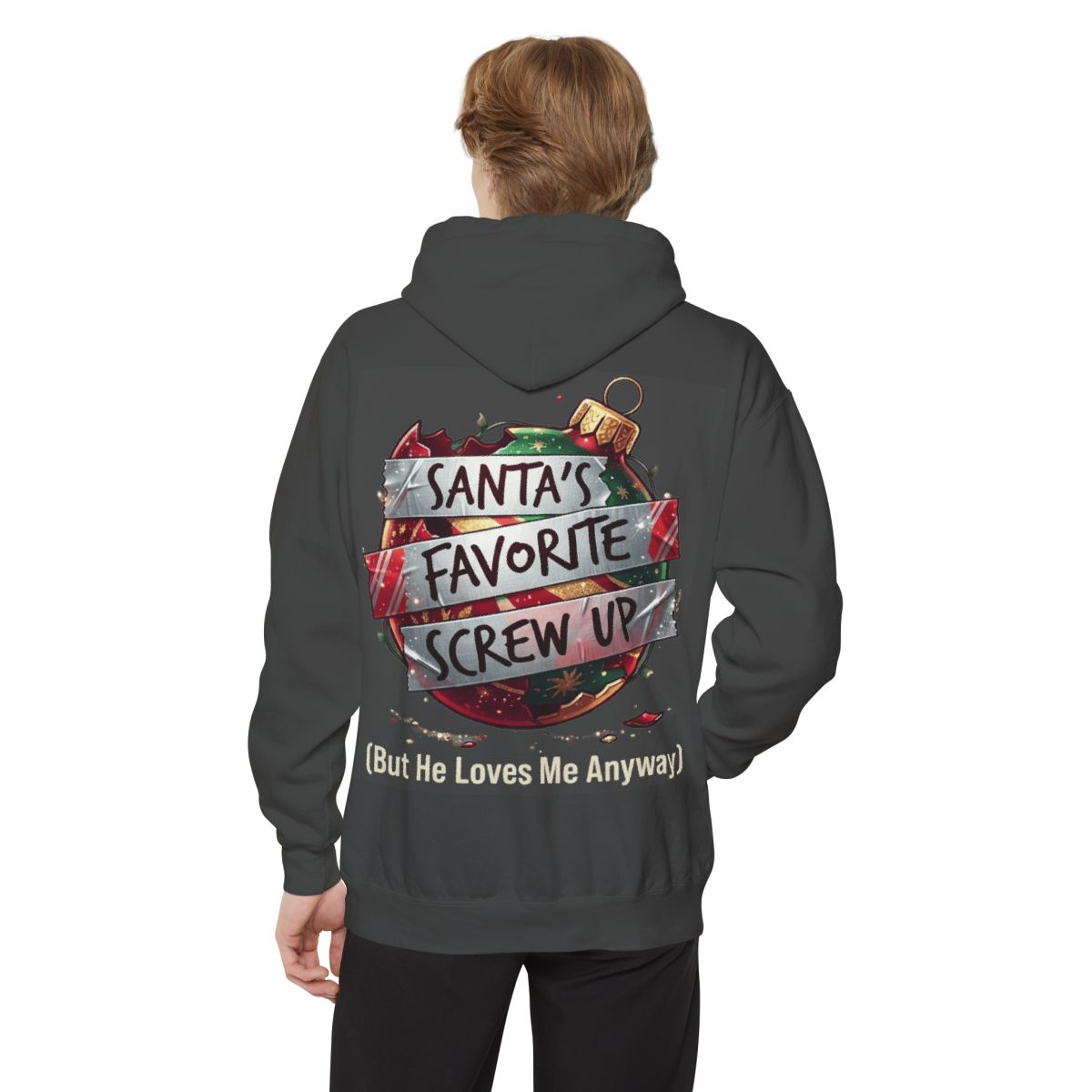 Color: Pepper | Santa's Favorite Screw Up Garment-Dyed Hoodie