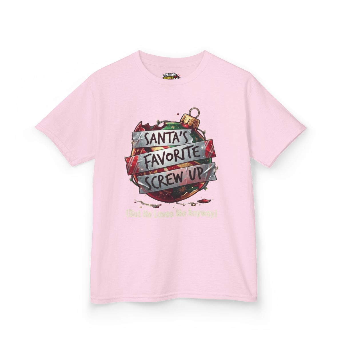 Color: Light Pink | Santa's Favorite Screw Up Kids Tee